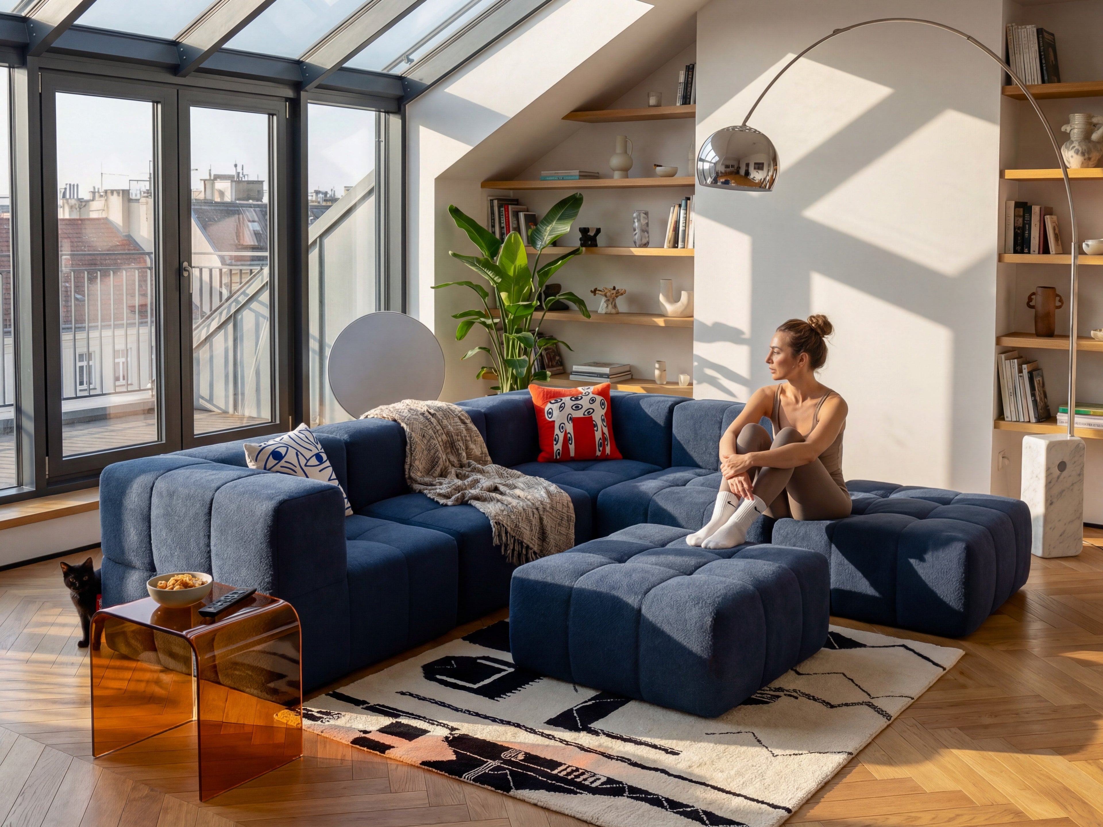 2 Teiliges Modulares Sofa – Blau-4