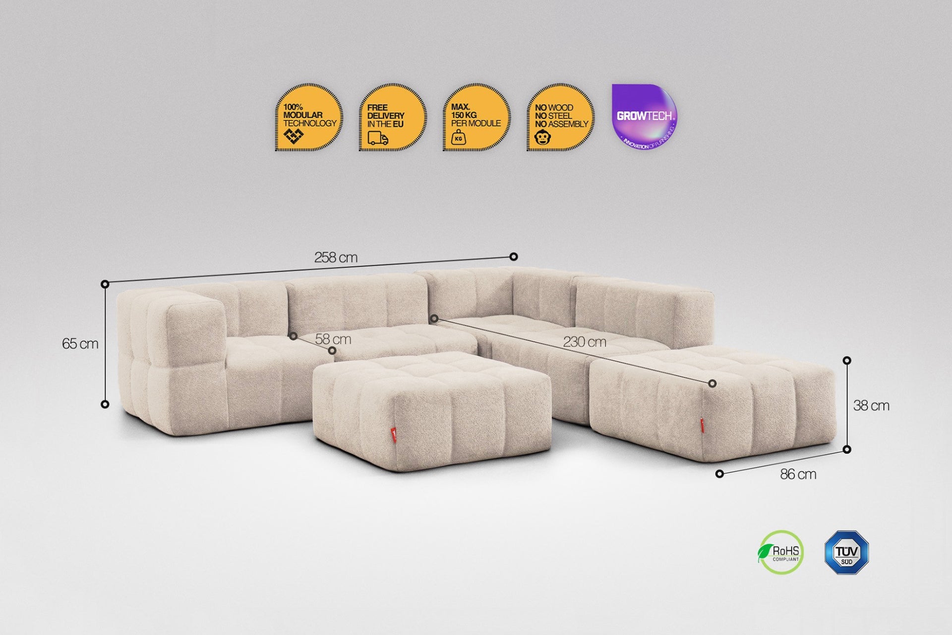 6-Piece Modular Sofa – Beige-2