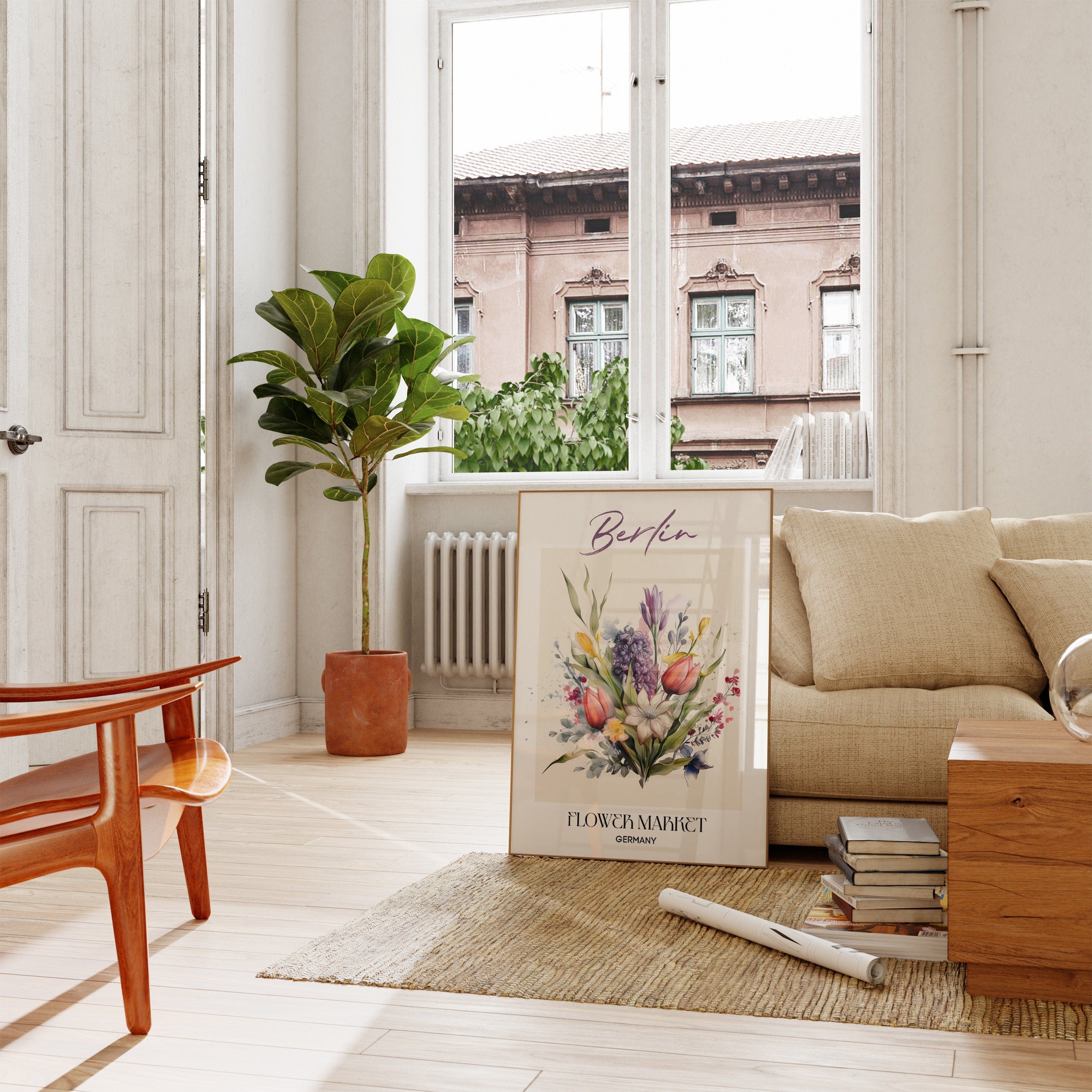 Berlin Flower Market Germany Design Poster · Geschenkidee · Wanddeko Wohnzimmer Küche · Skandinavisches Design · Deko Print ohne Rahmen-4