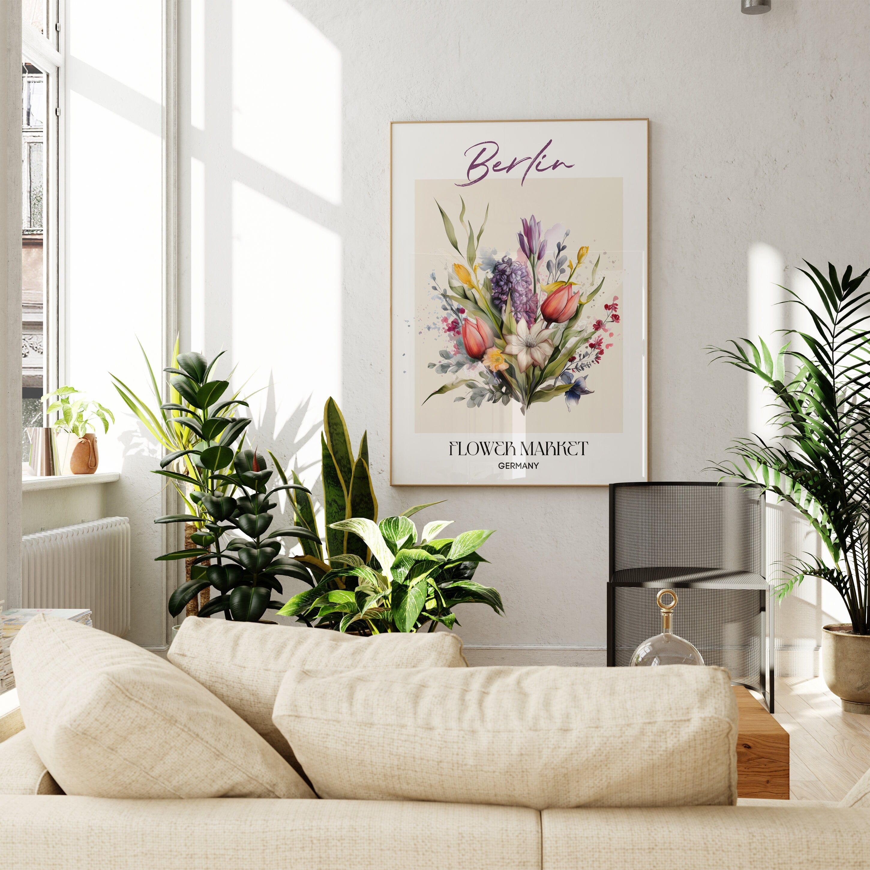 Berlin Flower Market Germany Design Poster · Geschenkidee · Wanddeko Wohnzimmer Küche · Skandinavisches Design · Deko Print ohne Rahmen-2