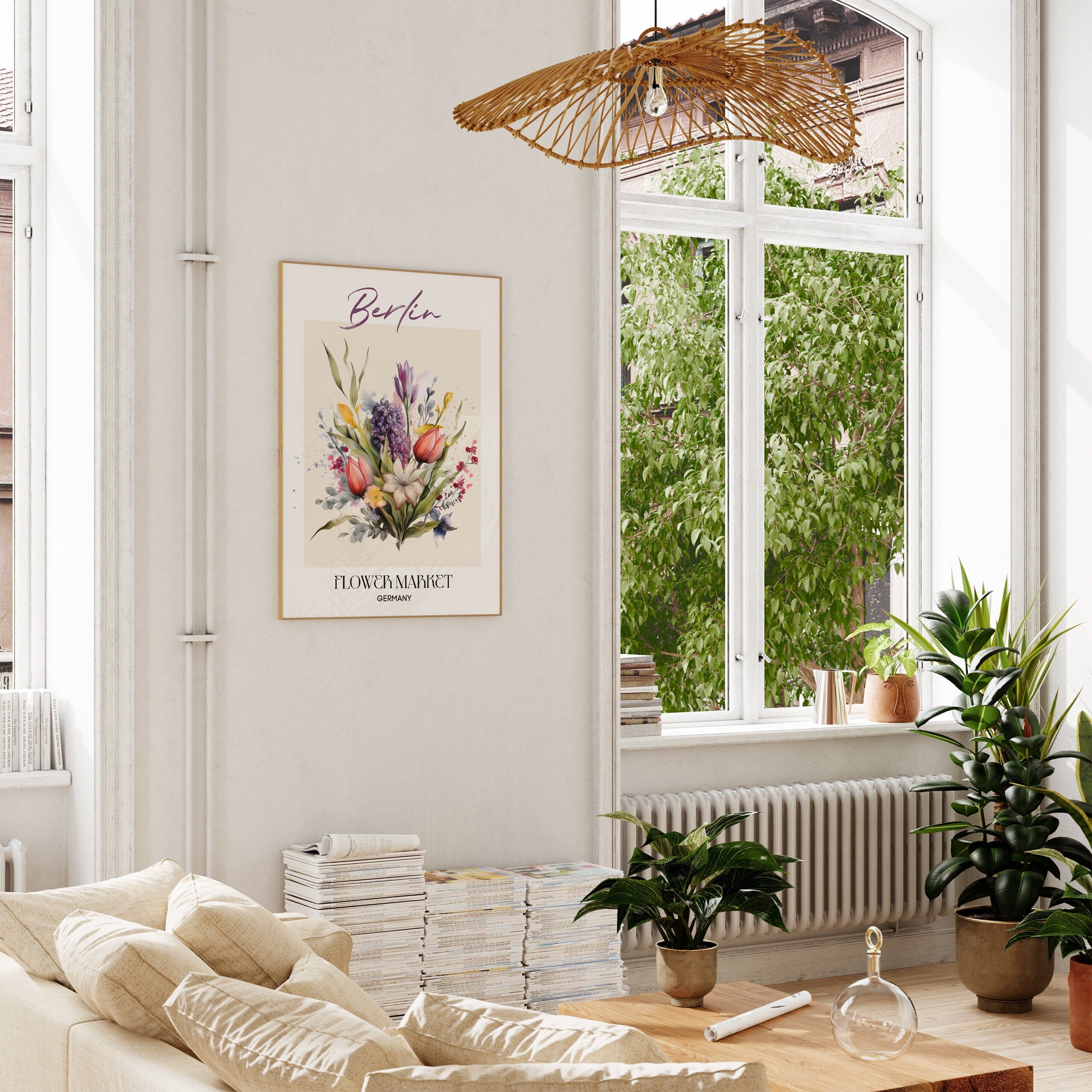 Berlin Flower Market Germany Design Poster · Geschenkidee · Wanddeko Wohnzimmer Küche · Skandinavisches Design · Deko Print ohne Rahmen-3