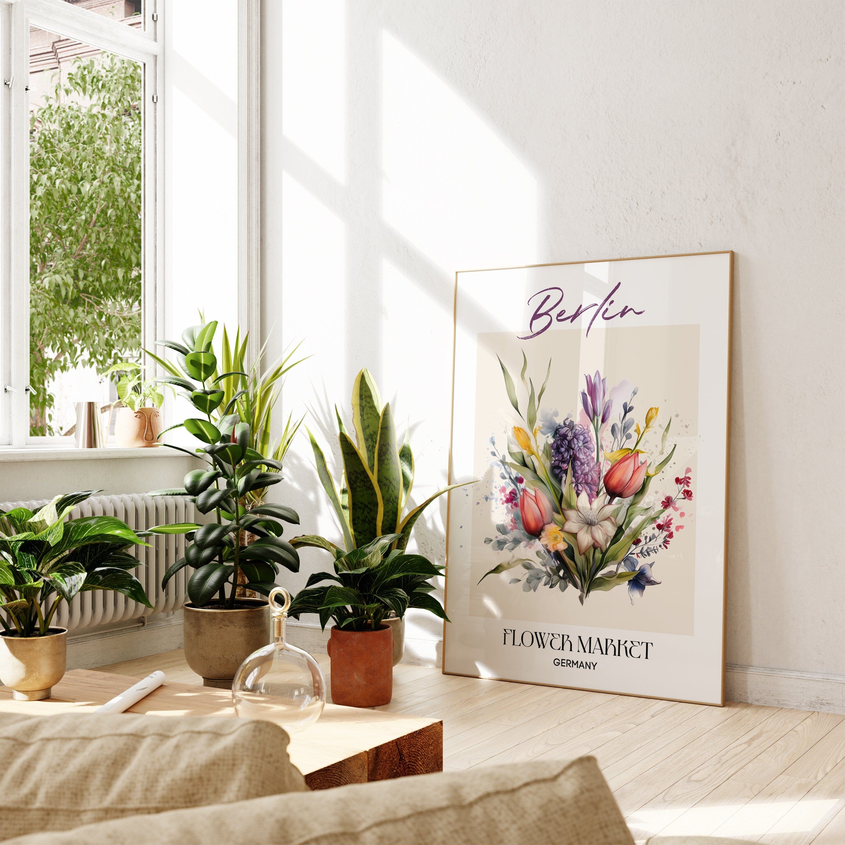 Berlin Flower Market Germany Design Poster · Geschenkidee · Wanddeko Wohnzimmer Küche · Skandinavisches Design · Deko Print ohne Rahmen-1