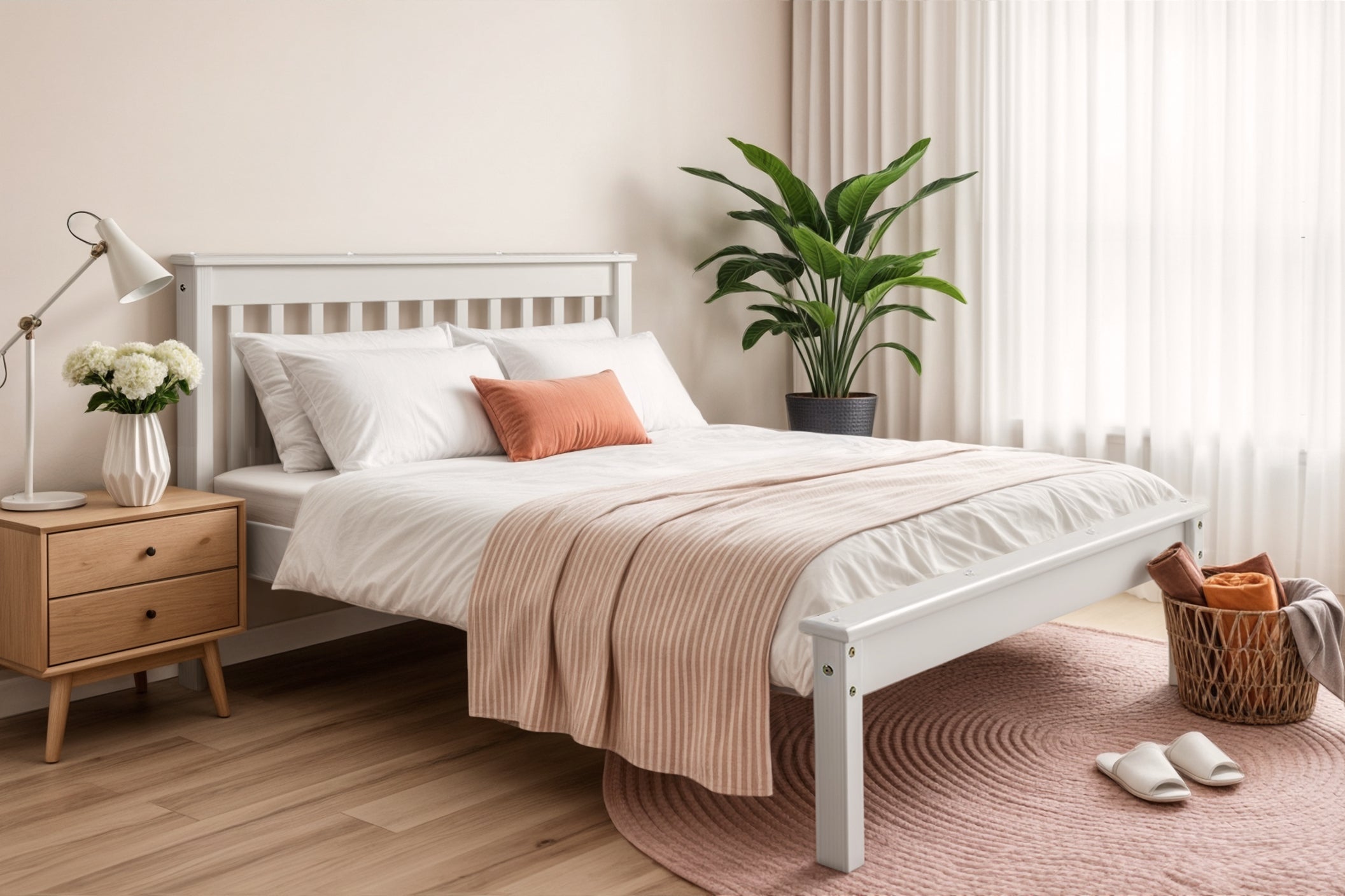 Doppelbett Habitual aus Massivholz – Weiß | 140x190 cm-3