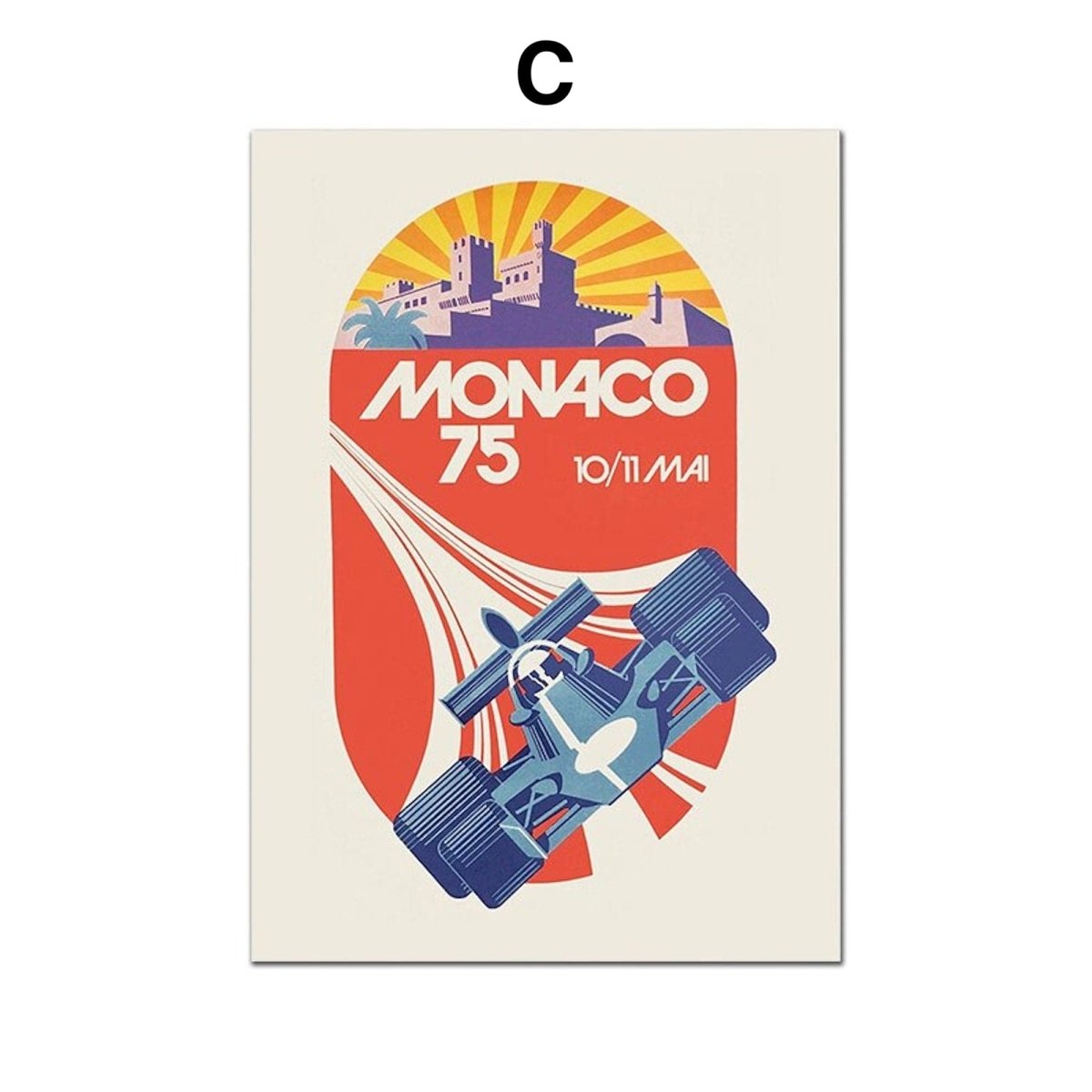 Poster Monaco Rennwagen Formel 1 Grand Prix · Bilder Wohnzimmer · Wandbilder Schlafzimmer · Deko Print ohne Rahmen · Bilder-4