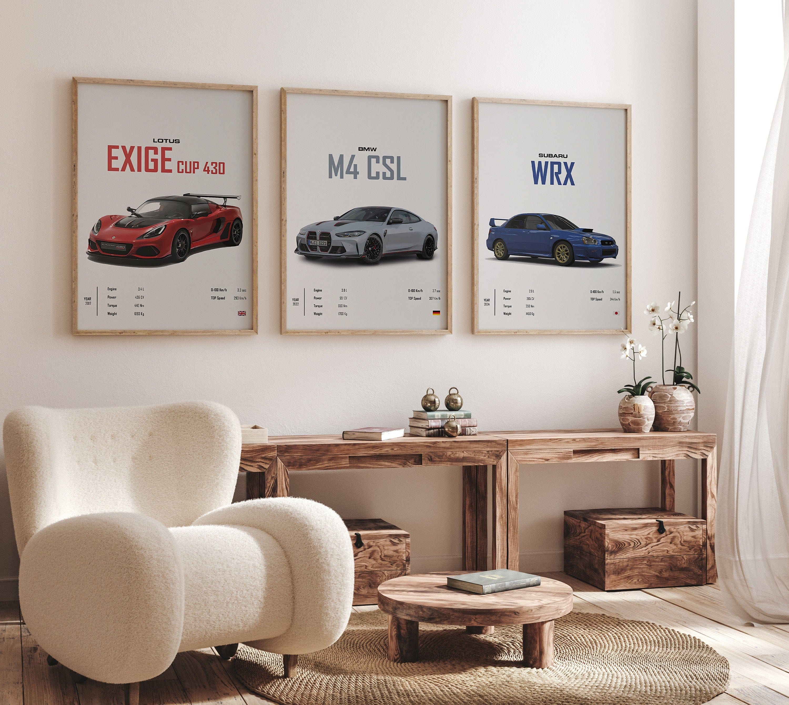 Poster Sportwagen  BMW LOTUS SUBARU Klassiker Legenden · Geschenk für ihn · Wohnzimmmer & Büro · Wand Deko · Print ohne Rahmen-1