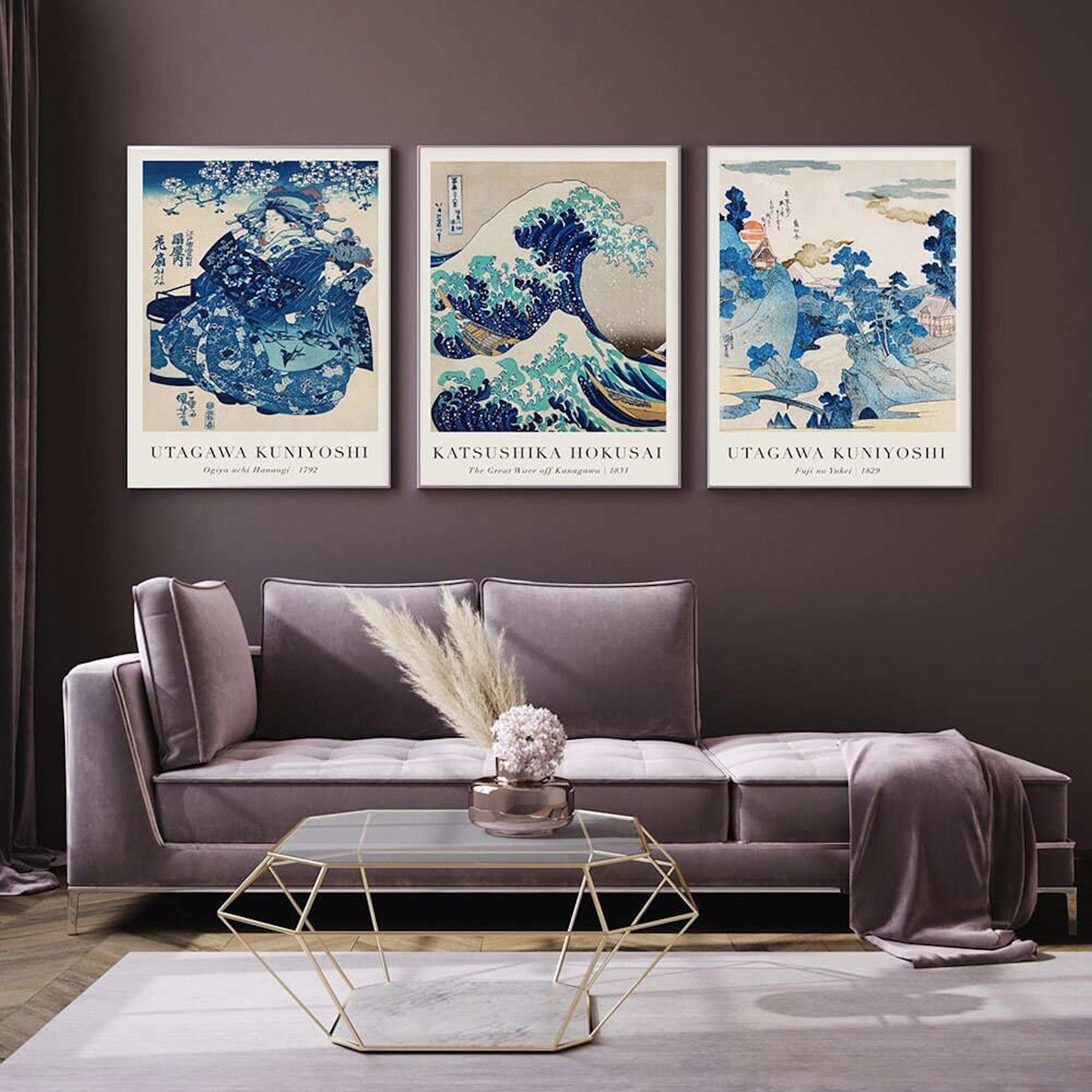 Poster Vintage Japanische Landschaft Abstrakte Meer Welle Traditionell als Deko Print ohne Rahmen-4