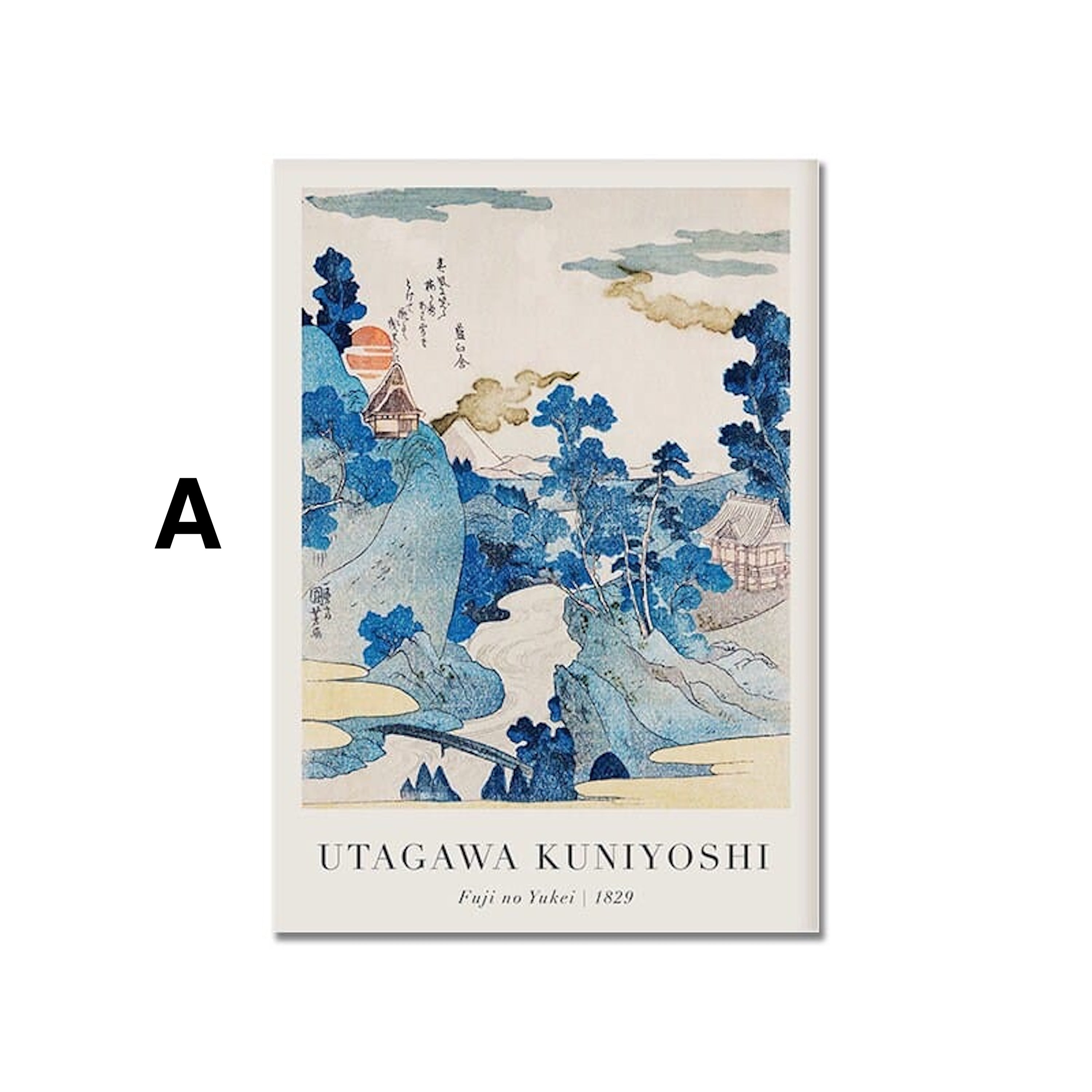 Poster Vintage Japanische Landschaft Abstrakte Meer Welle Traditionell als Deko Print ohne Rahmen-1